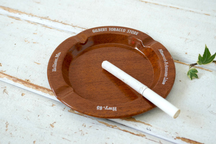 GILBERT TOBACCO STORE タバコ屋 アドバタイジング  ヴィンテージ 灰皿 アシュトレイ ウッド柄