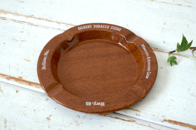 GILBERT TOBACCO STORE タバコ屋 アドバタイジング  ヴィンテージ 灰皿 アシュトレイ ウッド柄