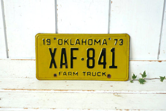 1973 OKLAHOMA XAF 841 FARM TRUCK ヴィンテージ トラック ナンバープレート アメ車カスタム カーライセンスプレート
