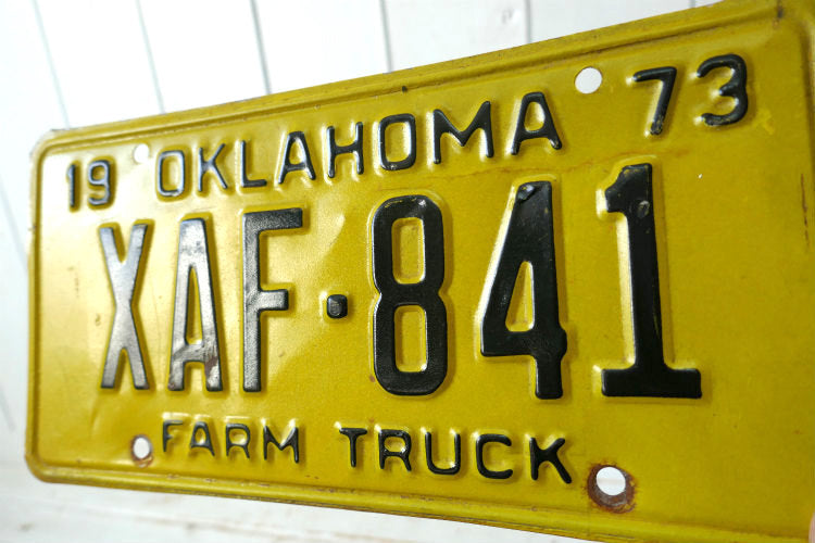 1973 OKLAHOMA XAF 841 FARM TRUCK ヴィンテージ トラック ナンバープレート アメ車カスタム カーライセンスプレート