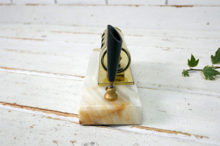 デスクカレンダー 大理石 ゴールドトーン ペンホルダー付き ヴィンテージ  卓上カレンダー USA ミッドセンチュリー