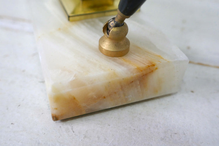 デスクカレンダー 大理石 ゴールドトーン ペンホルダー付き ヴィンテージ  卓上カレンダー USA ミッドセンチュリー