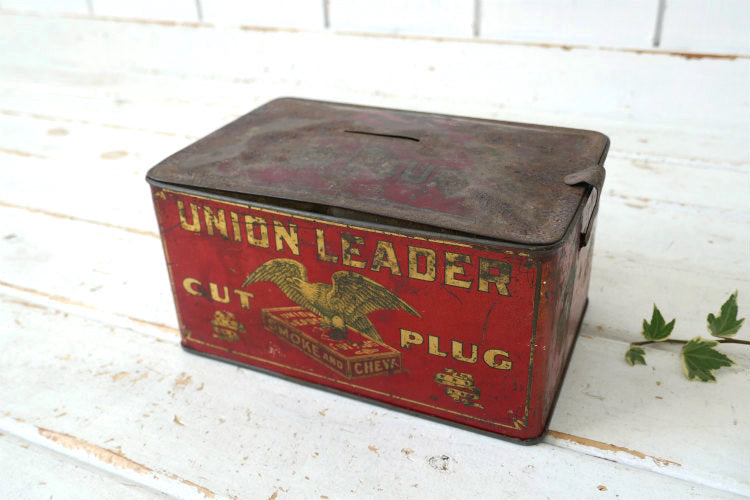UNION LEADER  SMOKE ユニオンリーダー OLD タバコ缶 1920y アンティーク ヴィンテージ アメリカン イーグル ティン缶 USA