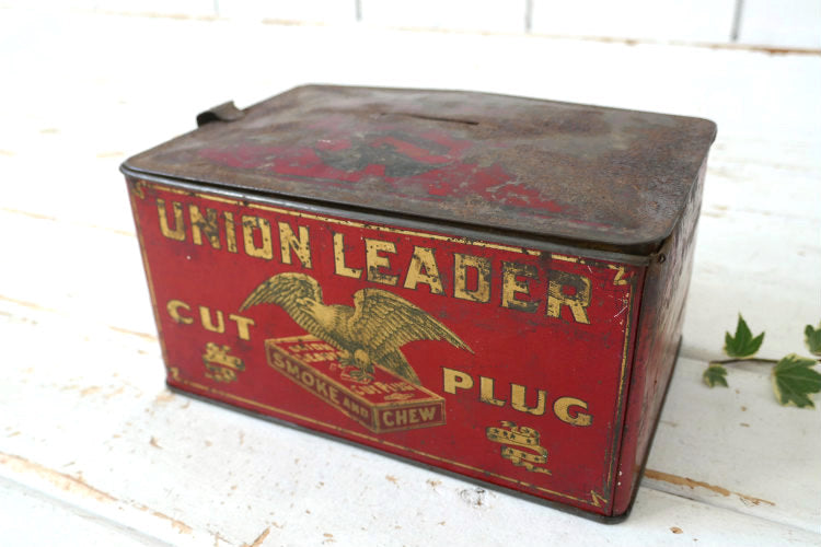 UNION LEADER  SMOKE ユニオンリーダー OLD タバコ缶 1920y アンティーク ヴィンテージ アメリカン イーグル ティン缶 USA