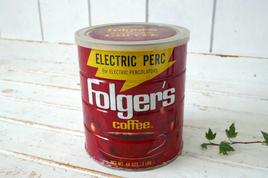 Folgers Coffee フォルジャーズ ELECTRIC PERC コーヒー缶 ヴィンテージ ティン缶 蓋つき USA