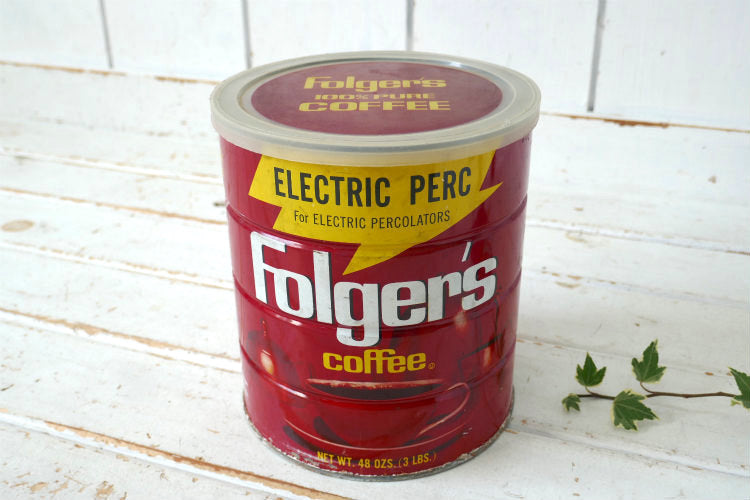 Folgers Coffee フォルジャーズ ELECTRIC PERC コーヒー缶　ヴィンテージ ティン缶　蓋つき USA
