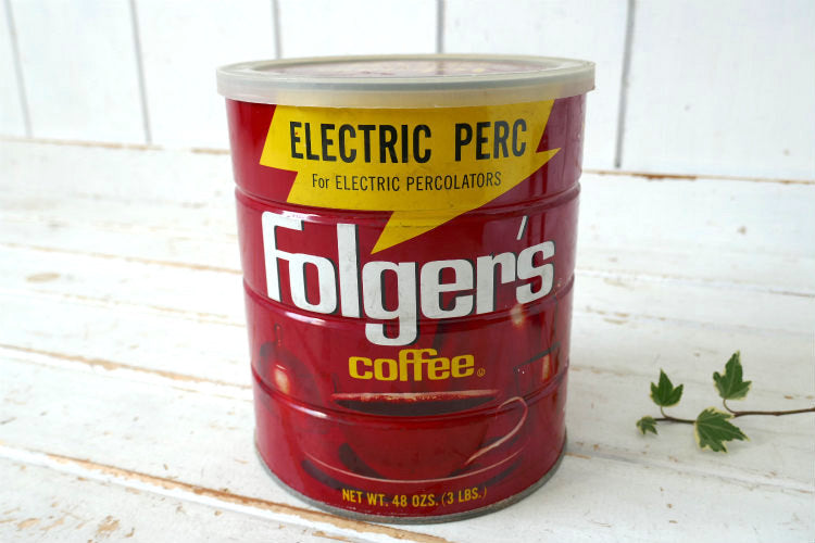 Folgers Coffee フォルジャーズ ELECTRIC PERC コーヒー缶　ヴィンテージ ティン缶　蓋つき USA