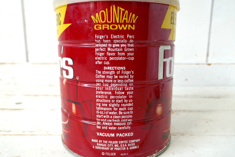 Folgers Coffee フォルジャーズ ELECTRIC PERC コーヒー缶　ヴィンテージ ティン缶　蓋つき USA