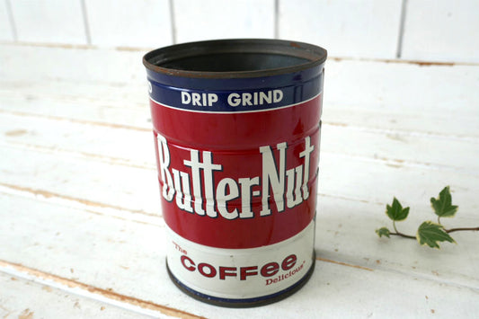Butter-Nut コーヒー缶 Coffee 1960y ヴィンテージ  TIN ティン缶　USA カフェ 店内装飾 ガーデニング