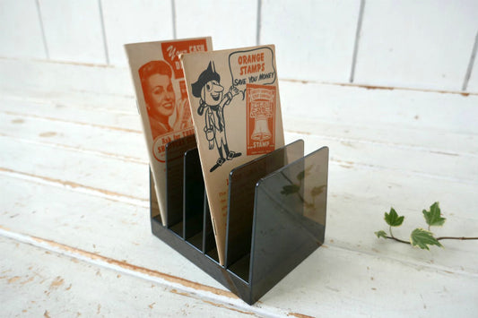 ミッドセンチュリー ブラック スケルトン 5スロット ヴィンテージ レタースタンド 書類スタンド オーガナイズ USA