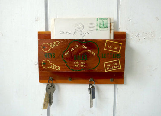 YOSEMITE ヨセミテ国立公園 木製 キーフック付き 壁掛け スーベニア品 70's ヴィンテージ レターラック レターホルダー USA