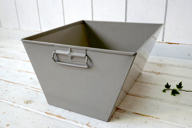 USA メタル製 ヴィンテージ 書類ケース 書類バスケット ファイルケース インダストリアル 工業系 ベージュグレー　