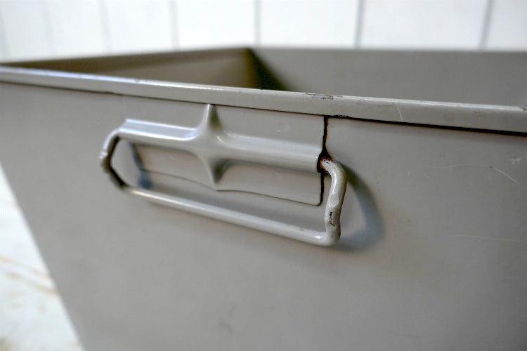 USA メタル製 ヴィンテージ 書類ケース 書類バスケット ファイルケース インダストリアル 工業系 ベージュグレー　