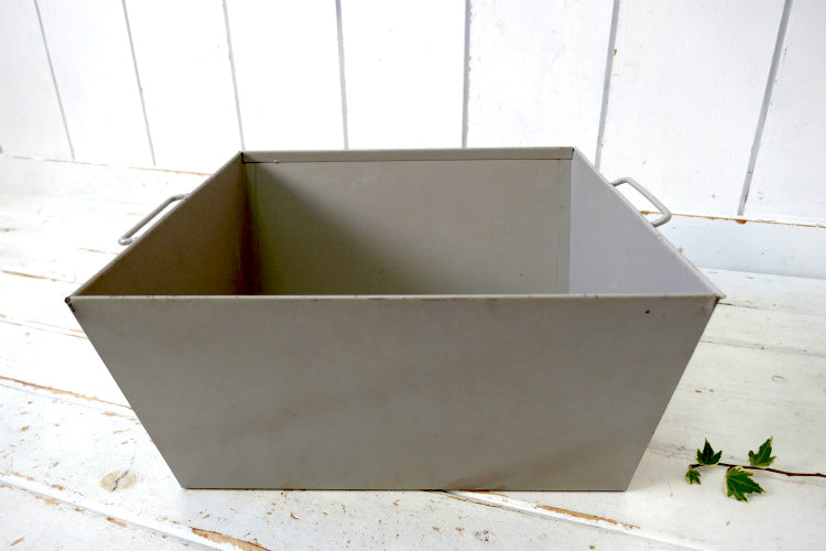 USA メタル製 ヴィンテージ 書類ケース 書類バスケット ファイルケース インダストリアル 工業系 ベージュグレー　