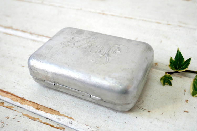 1950y Soap アルミ製 トラベル用  ヴィンテージ ソープケース 石鹸入れ 石鹸ケース 石鹸箱 USA