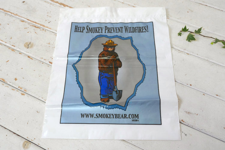 HELP SMOKEY PREVENT WILDFIRES! スモーキーベア ビニール袋 1990y USA 森林火災防止 マスコット キャラクター