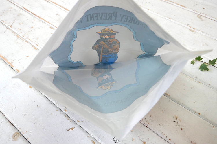HELP SMOKEY PREVENT WILDFIRES! スモーキーベア ビニール袋 1990y USA 森林火災防止 マスコット キャラクター