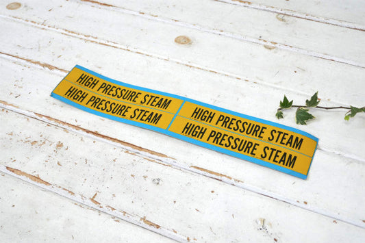 HIGH PRESSURE STEAM ヴィンテージ Brady社 安全管理 パイプマーカー USA バンパー ステッカー シール