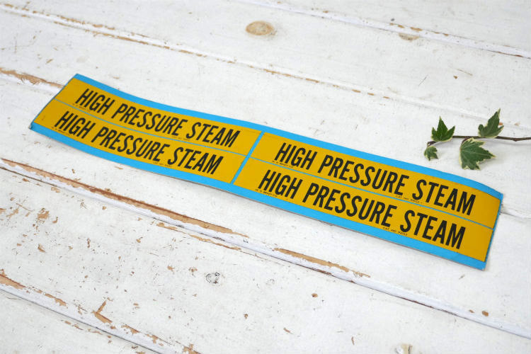 HIGH PRESSURE STEAM ヴィンテージ Brady社 安全管理 パイプマーカー USA バンパー ステッカー シール
