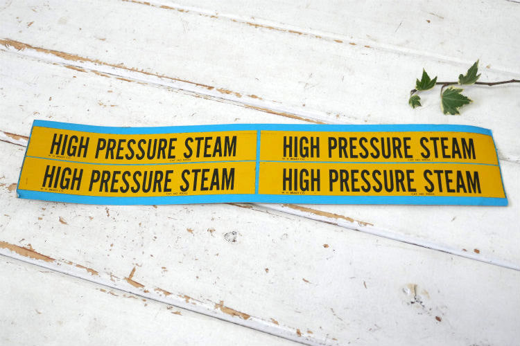 HIGH PRESSURE STEAM ヴィンテージ Brady社 安全管理 パイプマーカー USA バンパー ステッカー シール