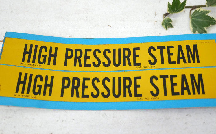 HIGH PRESSURE STEAM ヴィンテージ Brady社 安全管理 パイプマーカー USA バンパー ステッカー シール