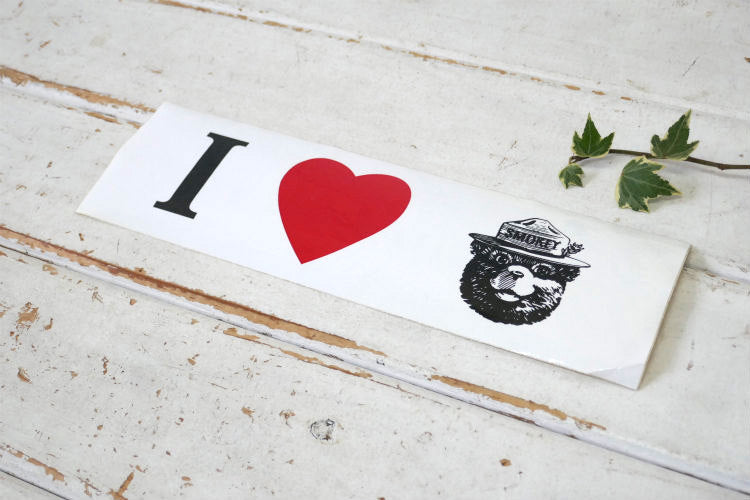 I LOVE ❤️ SMOKEY BEAR  スモーキーベア ヴィンテージ ステッカー クマ シール USA アメ車 バンパーステッカー