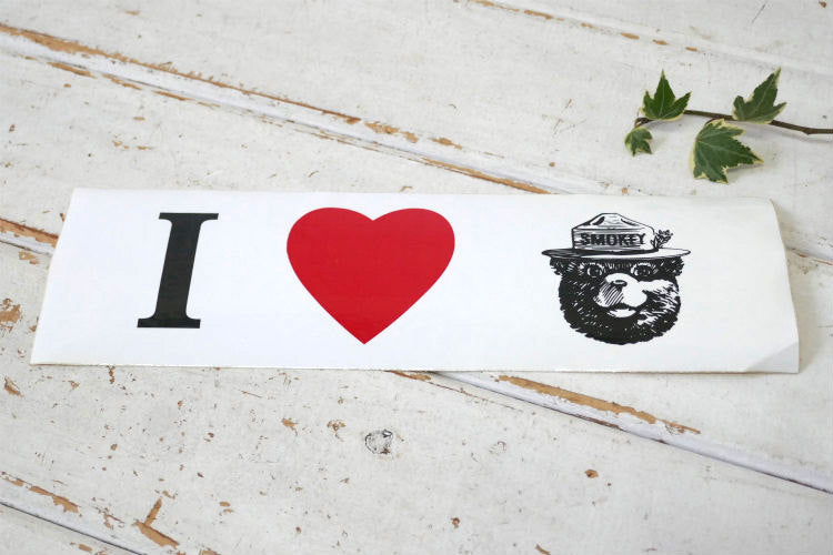 I LOVE ❤️ SMOKEY BEAR  スモーキーベア ヴィンテージ ステッカー クマ シール USA アメ車 バンパーステッカー