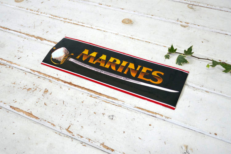 MARINES  アメリカ海軍 USMC 剣 ミリタリー  1980y ヴィンテージ  バンパー ステッカー USA シール