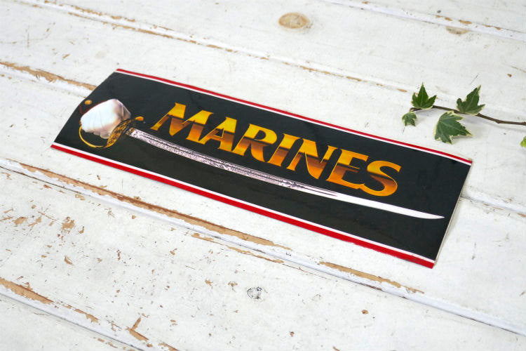 MARINES  アメリカ海軍 USMC 剣 ミリタリー  1980y ヴィンテージ  バンパー ステッカー USA シール