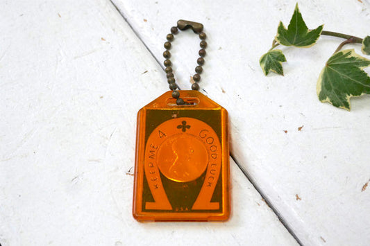 KEEP ME 4 GOOD LUCK USA グッドラック 四つ葉 クローバー アドバタイジング OLD ヴィンテージ キーホルダー  キーチェーン