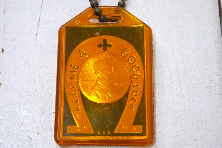 KEEP ME 4 GOOD LUCK USA グッドラック 四つ葉 クローバー アドバタイジング OLD ヴィンテージ キーホルダー  キーチェーン