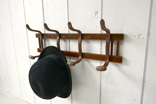 4連 木製 曲げ木 ノスタルジック アンティーク ハットラック コートフック ウォールフック 壁掛けフック USA
