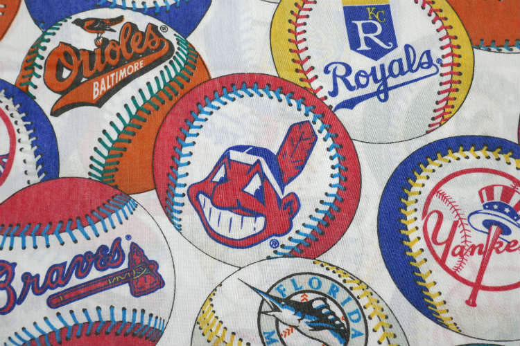 MLB メジャーリーグ チームロゴ 野球ボール ユーズドシーツ ベッドシーツ フラットタイプ (1/2) USA
