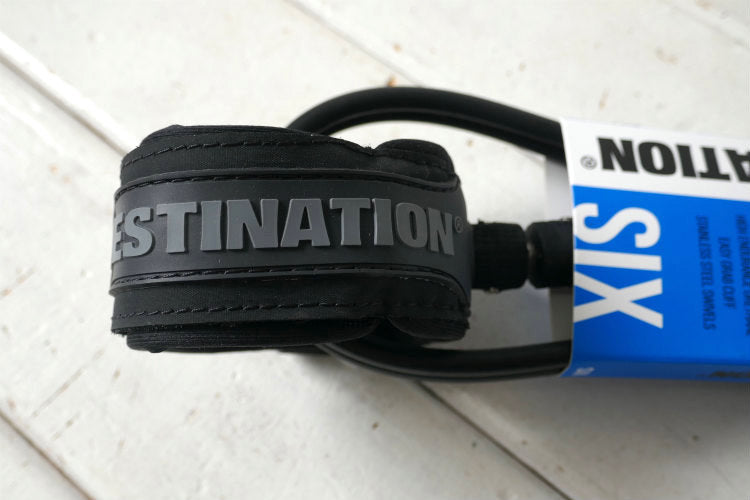 DESTINATION デスティネーション 6FT ダブルスウェベル リーシュコード  マットブラック  ミディアム ウエーブ サーフィン ショートボード用