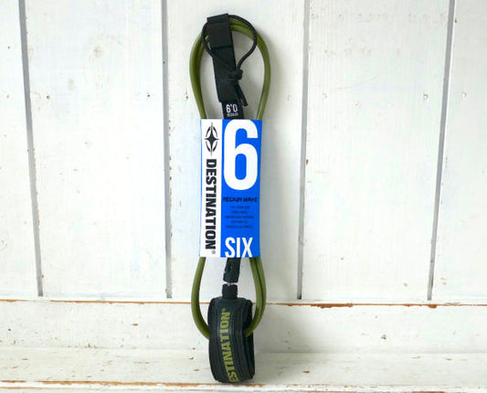 DESTINATION デスティネーション ６FT モスグリーン ダブルスウェベル リーシュコード レギュラーモデル マット サーフィン ショートボード用