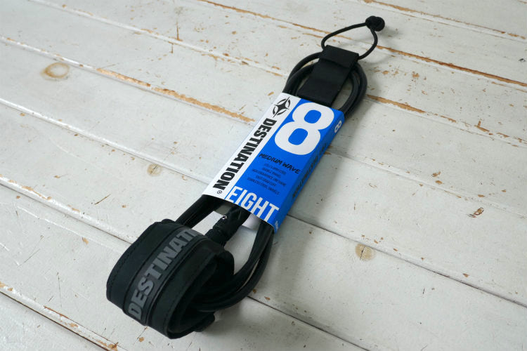 DESTINATION デスティネーション 8FT リーシュコード マットブラック サーフィン ミッドレングス サーフボード&ファンボード用