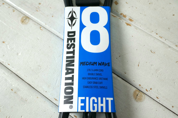 DESTINATION デスティネーション 8FT リーシュコード マットブラック サーフィン ミッドレングス サーフボード&ファンボード用