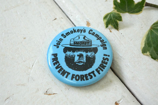 SMOKEY Join Smokey's Campaign スモーキーベア PREVENT WILDFOREST FIRES! キャラクター ヴィンテージ 缶バッジ USA