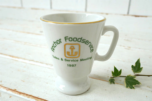 Anchor Foodservice Sales & Service Meeting 1987年 アンカーロゴ セラミック製 フッテッド ヴィンテージ マグカップ 食器 USA