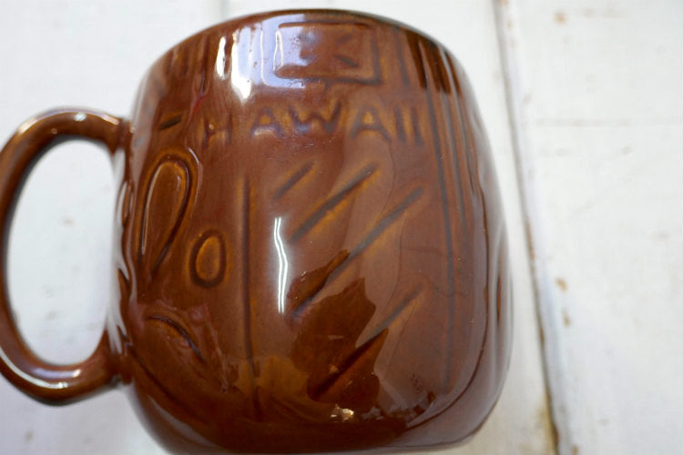 Kava Craft Hawaii ハワイ Leloi セラミック製 ウッド柄 70's ヴィンテージ マグカップ カップ 食器 ②