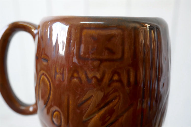 Kava Craft Hawaii ハワイ Leloi セラミック製 ウッド柄 70's ヴィンテージ マグカップ カップ 食器 ②
