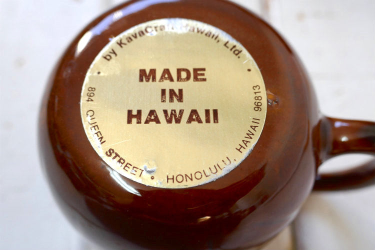 Kava Craft Hawaii ハワイ Leloi セラミック製 ウッド柄 70's ヴィンテージ マグカップ カップ 食器 ②