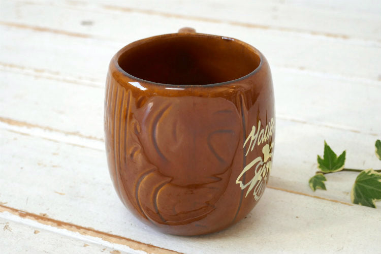 Kava Craft Hawaii ハワイ 1978年 誕生日おめでとう セラミック製 ウッド柄 ヴィンテージ マグカップ カップ 食器 ③