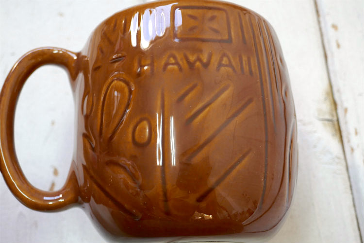 Kava Craft Hawaii ハワイ 1978年 誕生日おめでとう セラミック製 ウッド柄 ヴィンテージ マグカップ カップ 食器 ③