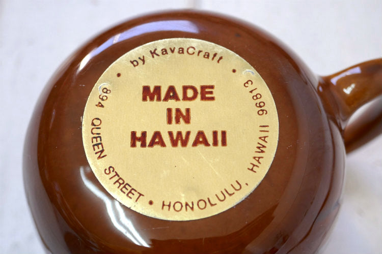 Kava Craft Hawaii ハワイ 1978年 誕生日おめでとう セラミック製 ウッド柄 ヴィンテージ マグカップ カップ 食器 ③