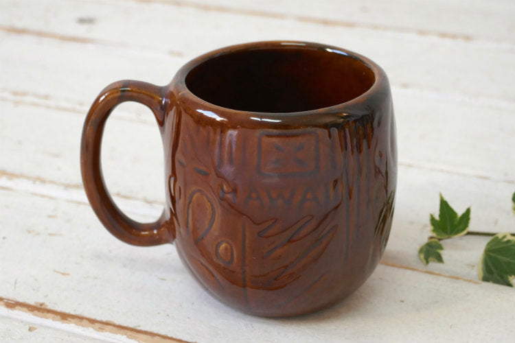 Kava Craft Hawaii ハワイ Opal セラミック製 ウッド柄 70's ヴィンテージ マグカップ カップ 食器