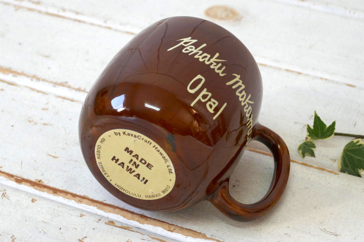 Kava Craft Hawaii ハワイ Opal セラミック製 ウッド柄 70's ヴィンテージ マグカップ カップ 食器