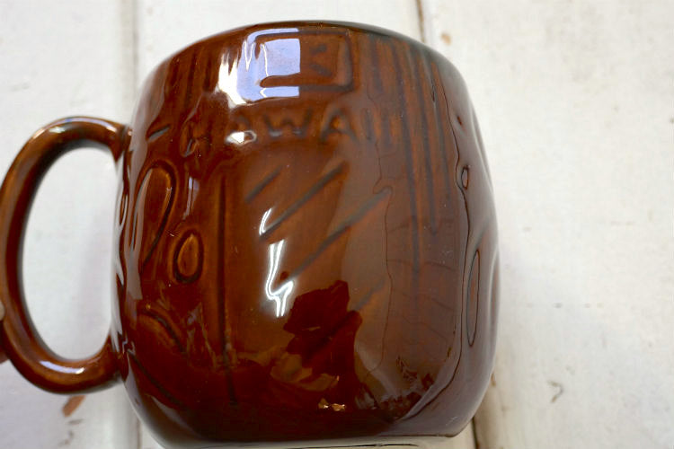 Kava Craft Hawaii ハワイ Opal セラミック製 ウッド柄 70's ヴィンテージ マグカップ カップ 食器
