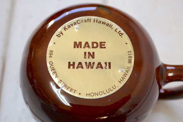 Kava Craft Hawaii ハワイ Opal セラミック製 ウッド柄 70's ヴィンテージ マグカップ カップ 食器