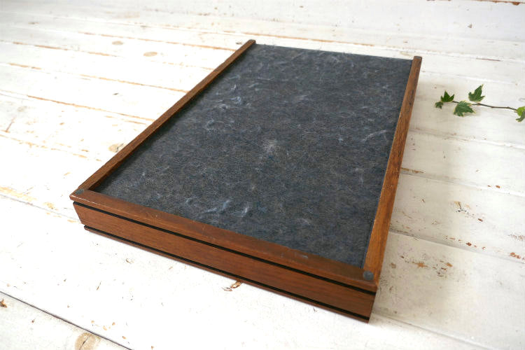 ミッドセンチュリー 木製 ２本ライン入り ヴィンテージ デスクトレイ 書類トレイ オーガナイズ USA
